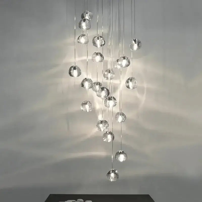Modern cascading crystal ball chandelier living room light