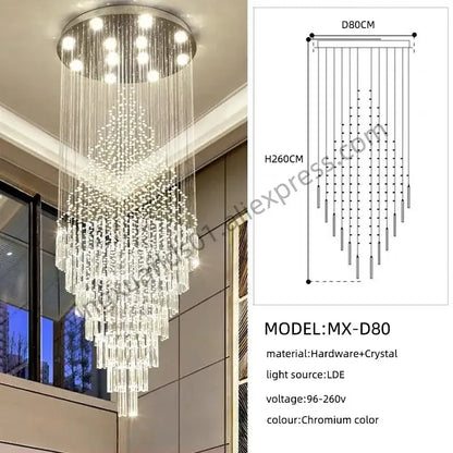 Modern cascading crystal chandelier for living room