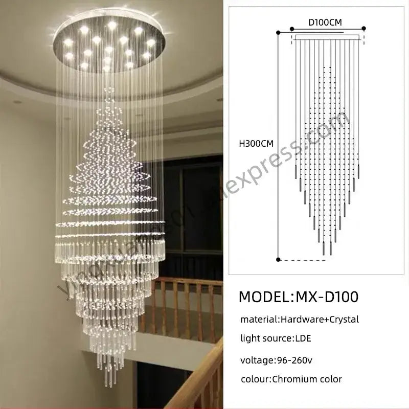 Modern cascading crystal chandelier for living room