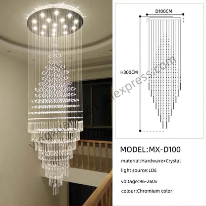 Modern cascading crystal chandelier for living room