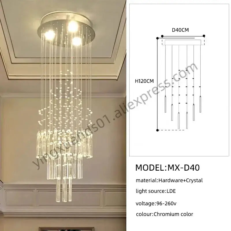 Modern cascading crystal chandelier for living room