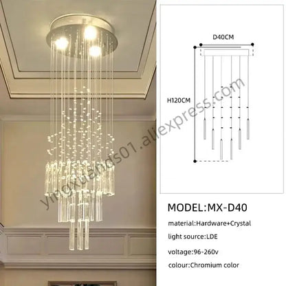 Modern cascading crystal chandelier for living room