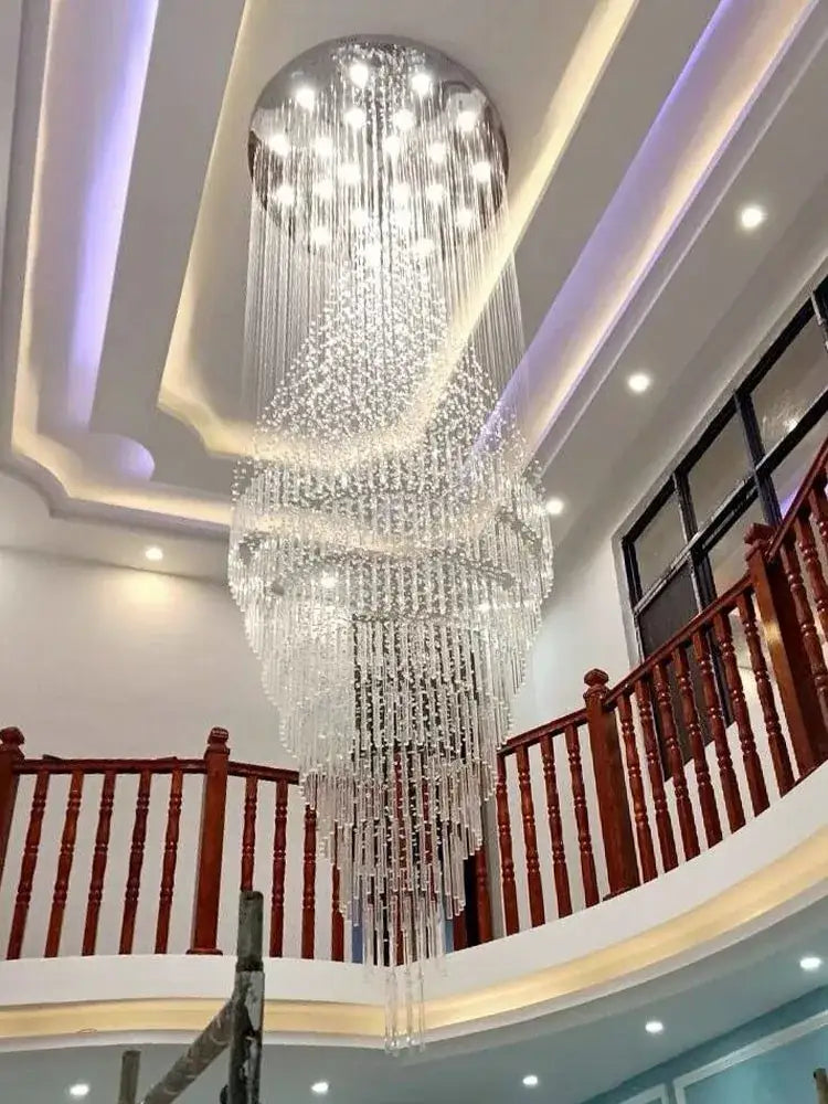 Modern cascading crystal chandelier for living room