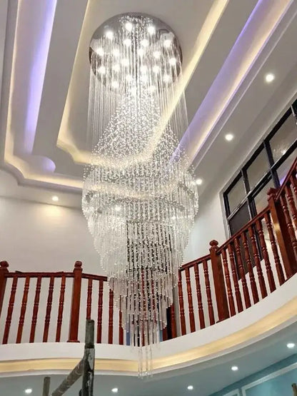 Modern cascading crystal chandelier for living room