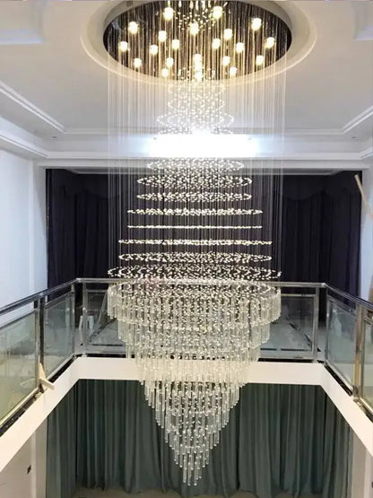 Modern cascading crystal chandelier for living room