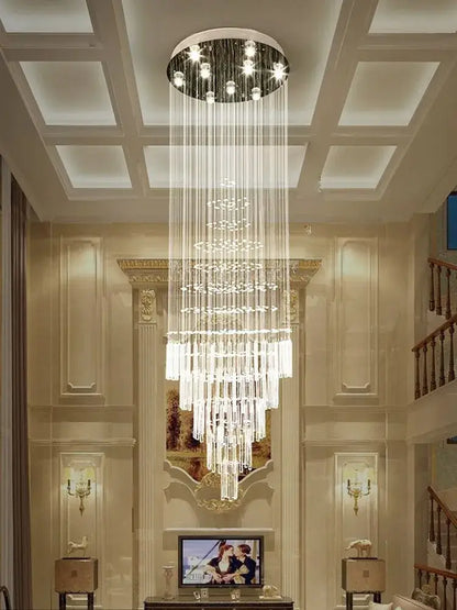 Modern cascading crystal chandelier for living room