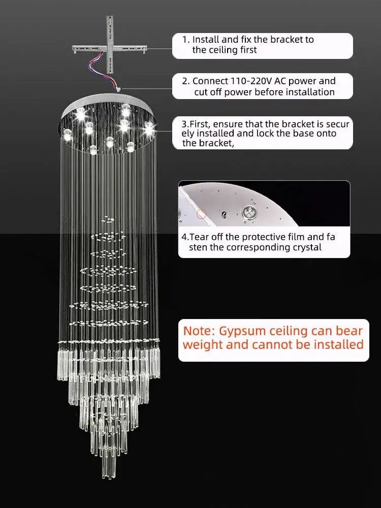 Modern cascading crystal chandelier for living room