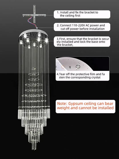 Modern cascading crystal chandelier for living room