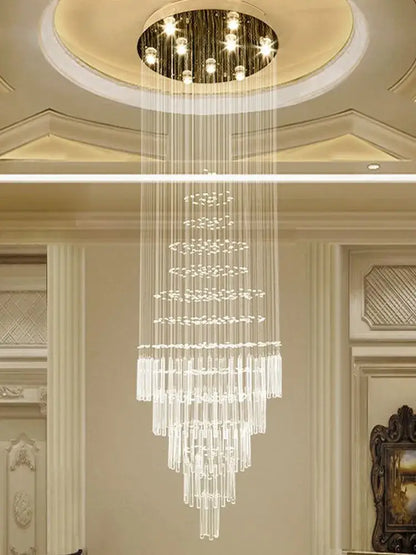 Modern cascading crystal chandelier for living room