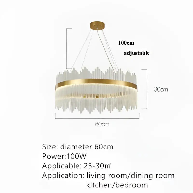 Modern cascading gold crystal pendant chandelier dining room led