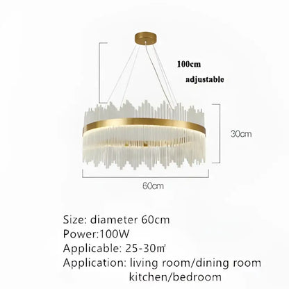 Modern cascading gold crystal pendant chandelier dining room led