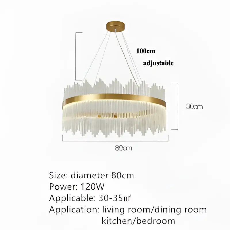 Modern cascading gold crystal pendant chandelier dining room led
