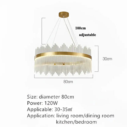 Modern cascading gold crystal pendant chandelier dining room led