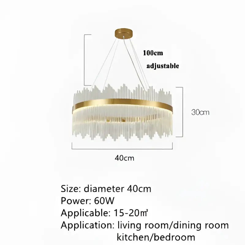 Modern cascading gold crystal pendant chandelier dining room led