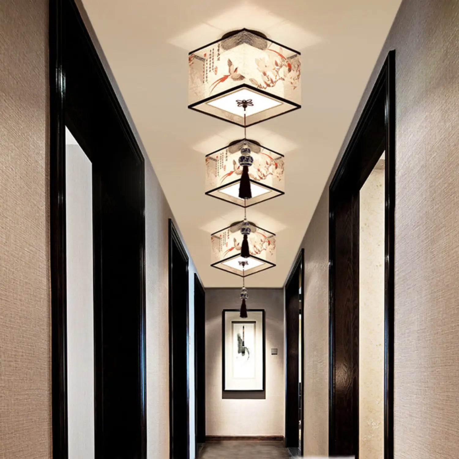 Modern Ceiling Lamp for Living Room with Soft Fabric Shade