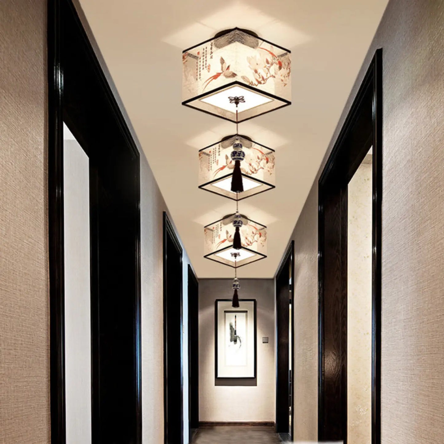 Modern Ceiling Lamp for Living Room with Soft Fabric Shade