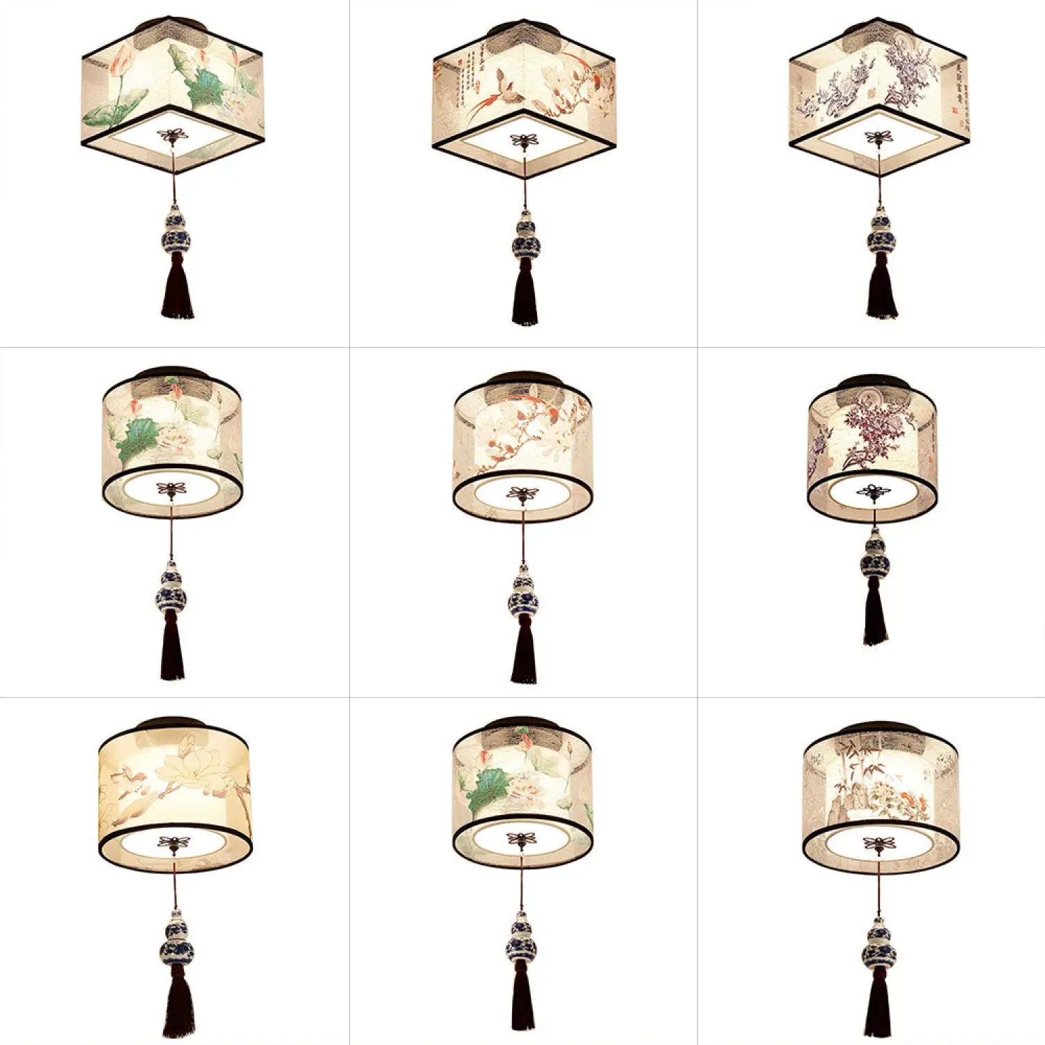 Modern Ceiling Lamp for Living Room with Soft Fabric Shade