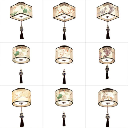 Modern Ceiling Lamp for Living Room with Soft Fabric Shade