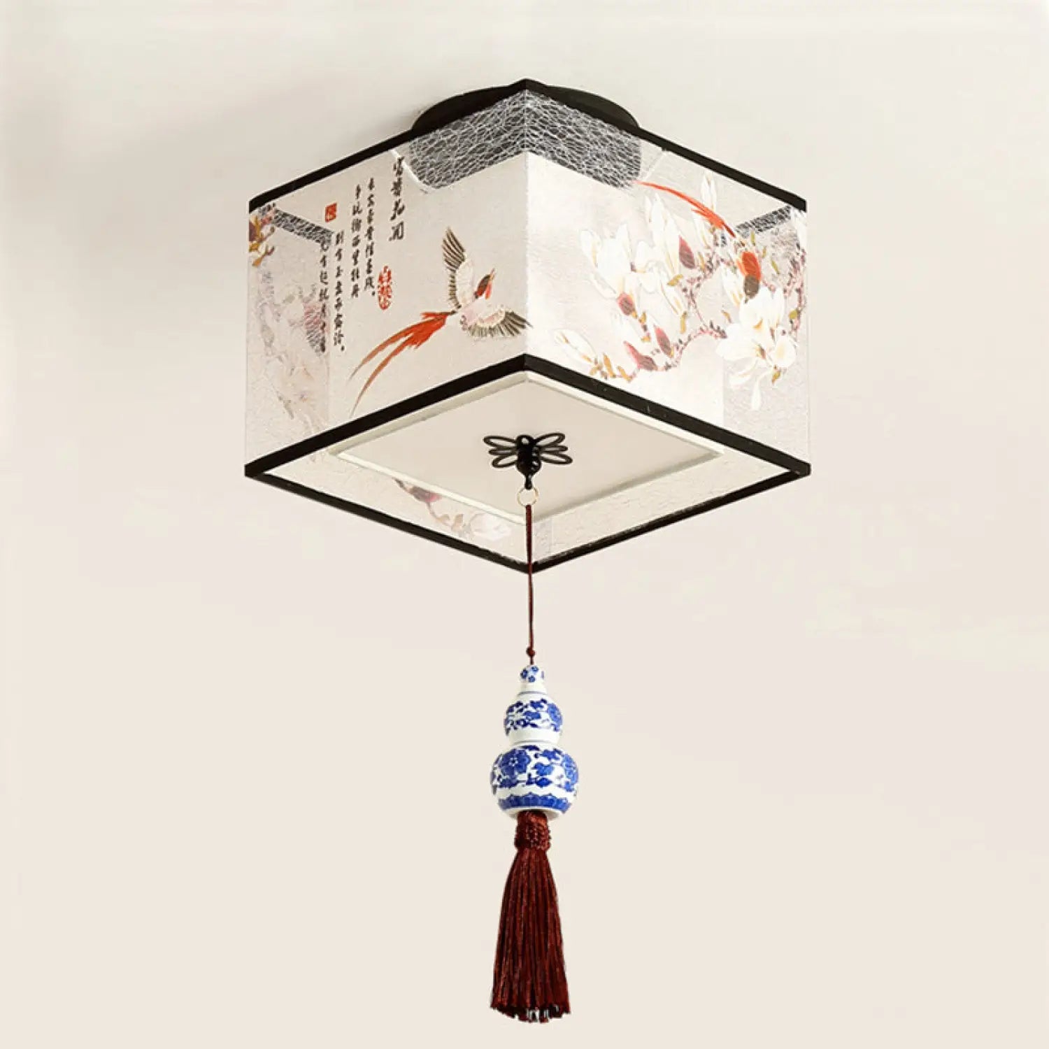 Modern Ceiling Lamp for Living Room with Soft Fabric Shade