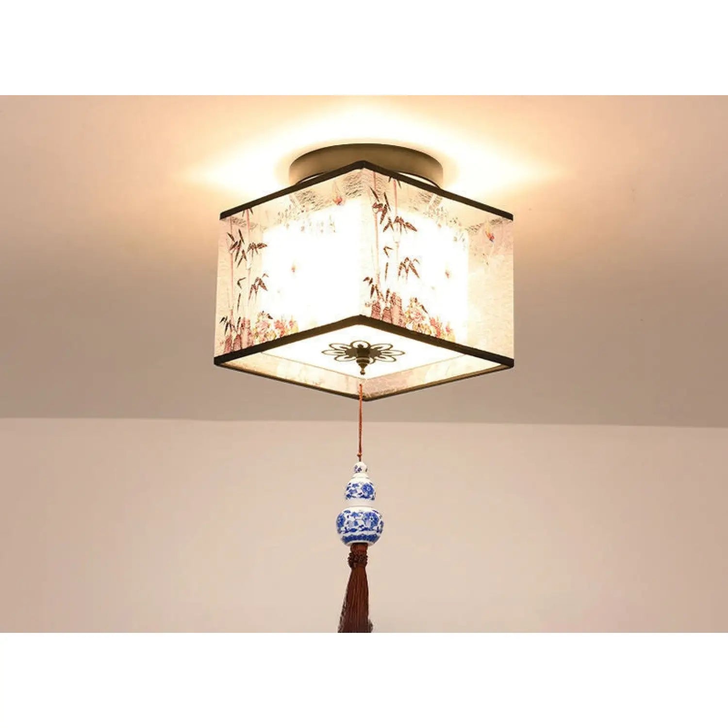 Modern Ceiling Lamp for Living Room with Soft Fabric Shade