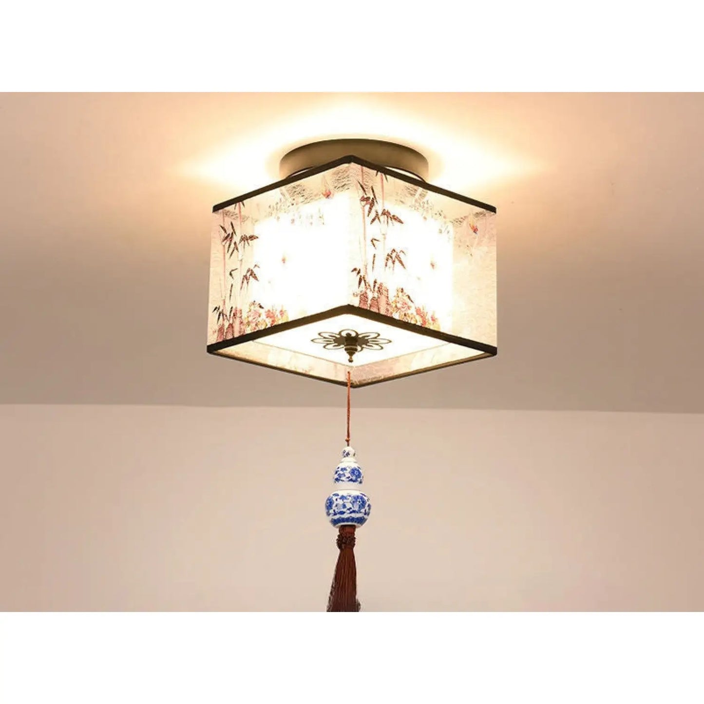 Modern Ceiling Lamp for Living Room with Soft Fabric Shade