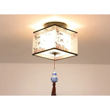 Modern Ceiling Lamp for Living Room with Soft Fabric Shade