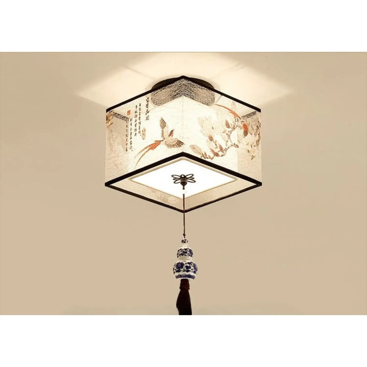 Modern Ceiling Lamp for Living Room with Soft Fabric Shade