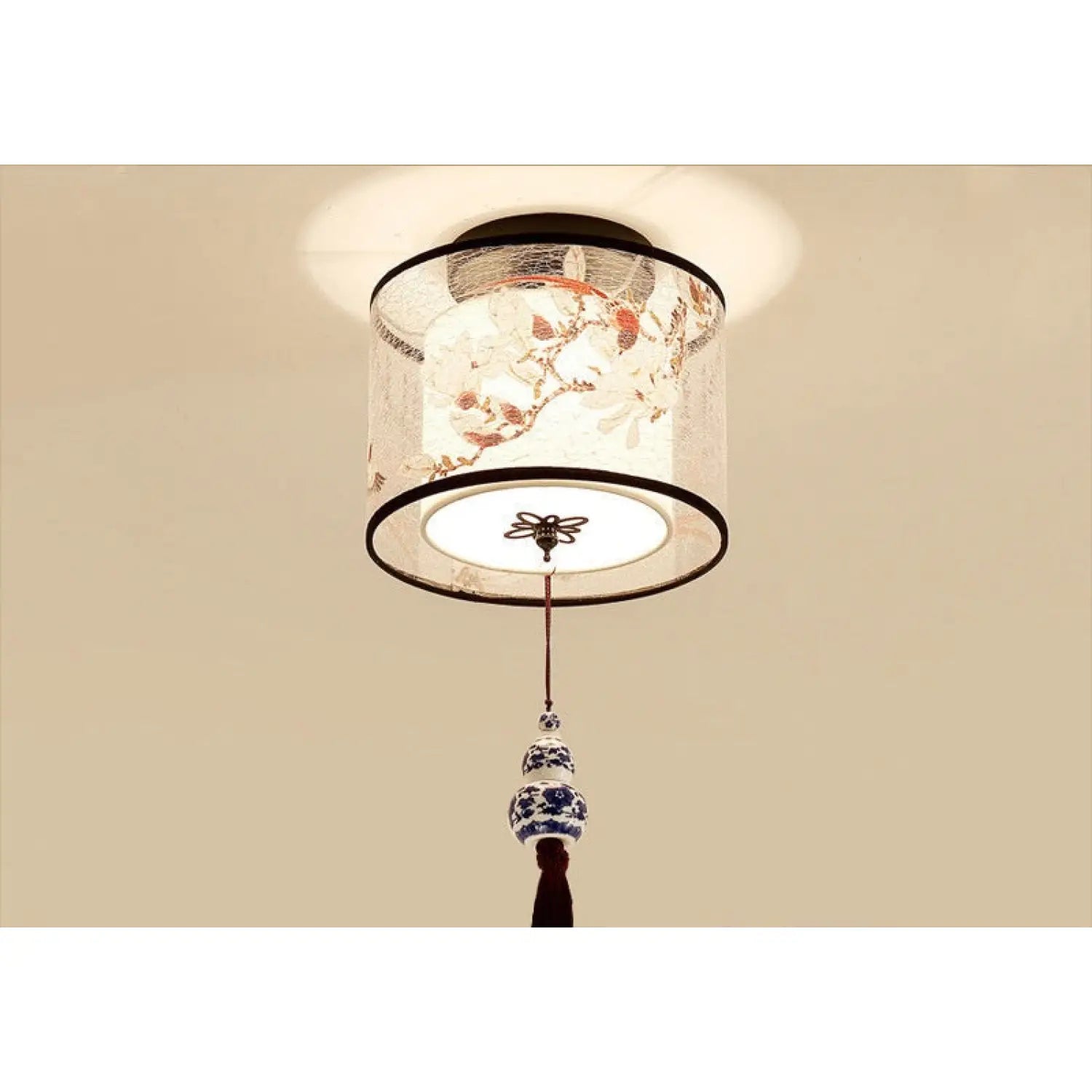 Modern Ceiling Lamp for Living Room with Soft Fabric Shade