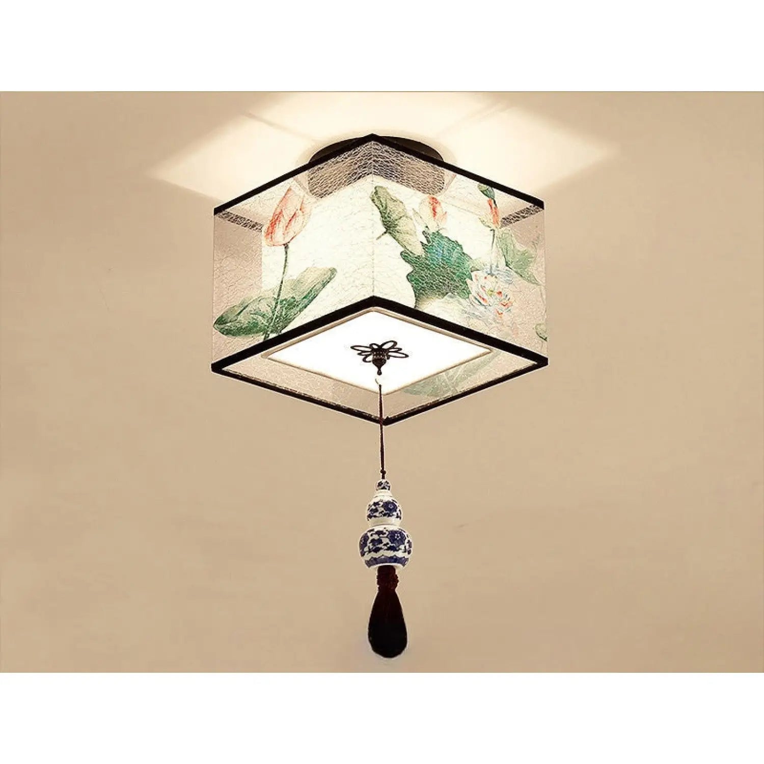 Modern Ceiling Lamp for Living Room with Soft Fabric Shade