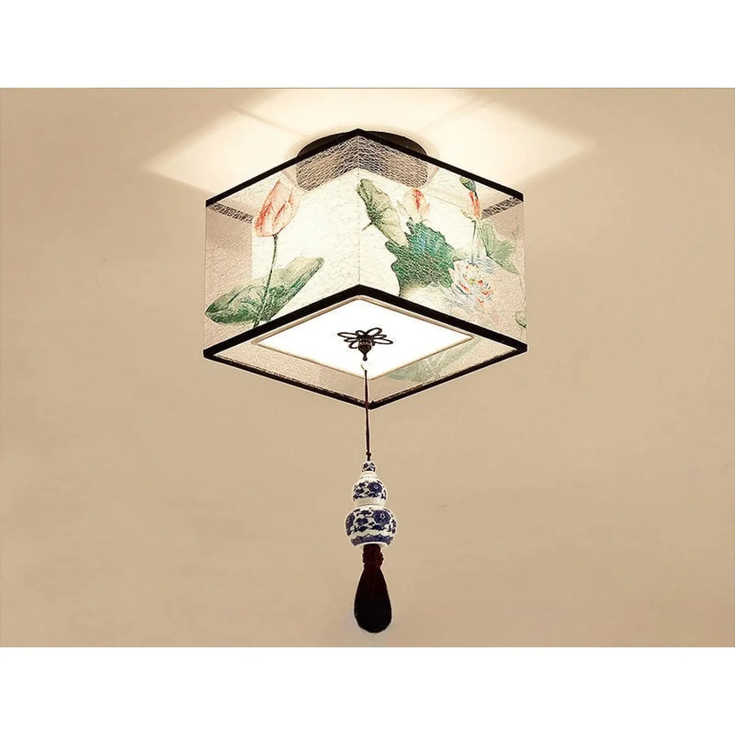 Modern Ceiling Lamp for Living Room with Soft Fabric Shade