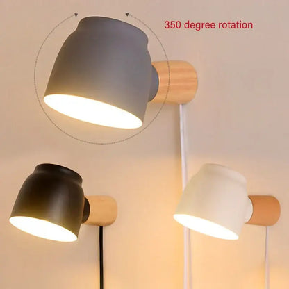 Modern ceramic and wood led wall lamp bedroom reading light source