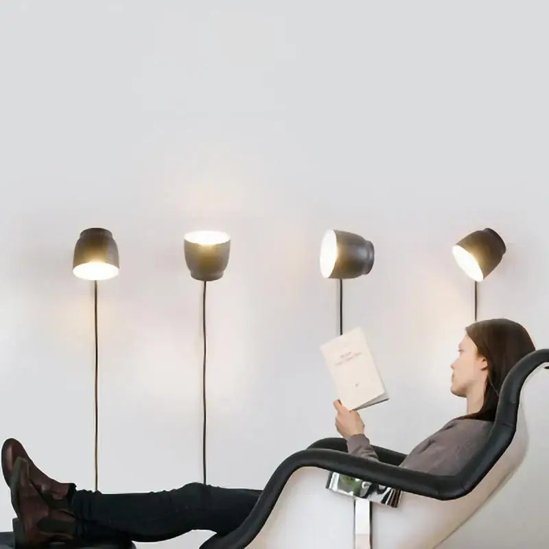 Modern ceramic and wood led wall lamp bedroom reading light source