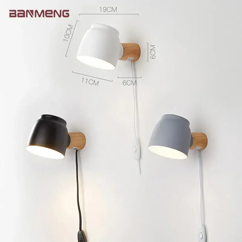 Modern ceramic and wood led wall lamp bedroom reading light source