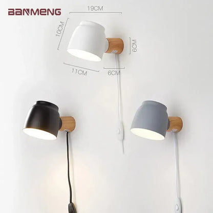 Modern ceramic and wood led wall lamp bedroom reading light source