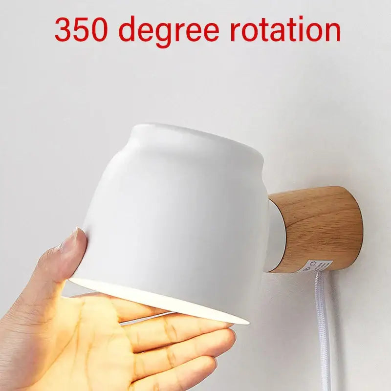 Modern ceramic and wood led wall lamp bedroom reading light source