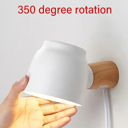 Modern ceramic and wood led wall lamp bedroom reading light source
