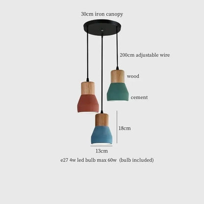 Modern ceramic and wood pendant lamp – living room industrial decor