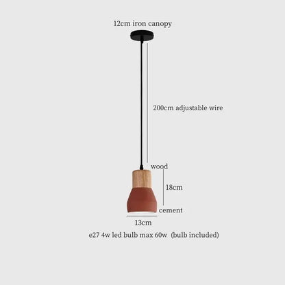 Modern ceramic and wood pendant lamp – living room industrial decor