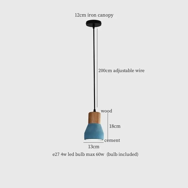 Modern ceramic and wood pendant lamp – living room industrial decor