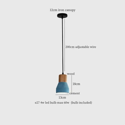 Modern ceramic and wood pendant lamp – living room industrial decor