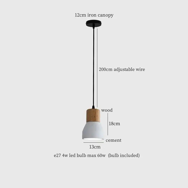 Modern ceramic and wood pendant lamp – living room industrial decor