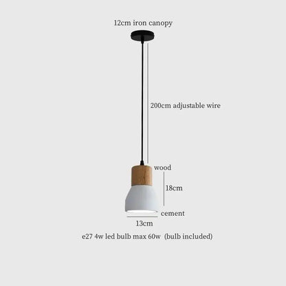 Modern ceramic and wood pendant lamp – living room industrial decor