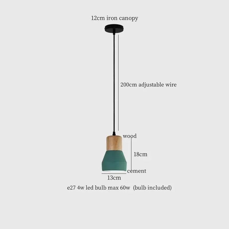 Modern ceramic and wood pendant lamp – living room industrial decor