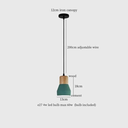 Modern ceramic and wood pendant lamp – living room industrial decor