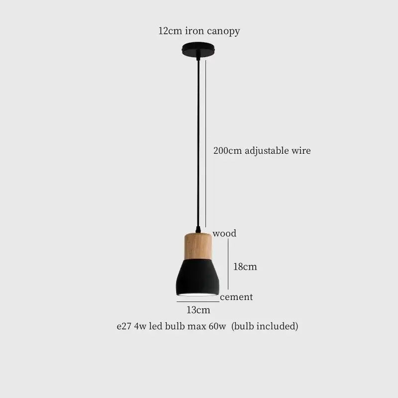 Modern ceramic and wood pendant lamp – living room industrial decor