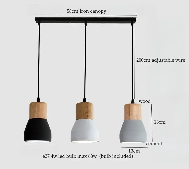 Modern ceramic and wood pendant lamp – living room industrial decor