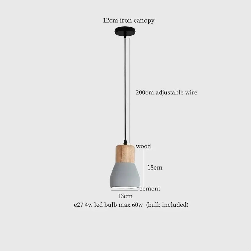 Modern ceramic and wood pendant lamp – living room industrial decor
