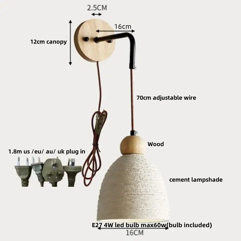 Modern ceramic bell wall lamp with pull chain switch bedroom light