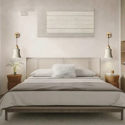Modern ceramic bell wall lamp with pull chain switch bedroom light
