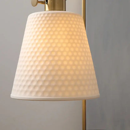 Modern ceramic led pendant light off-white and wood dining room